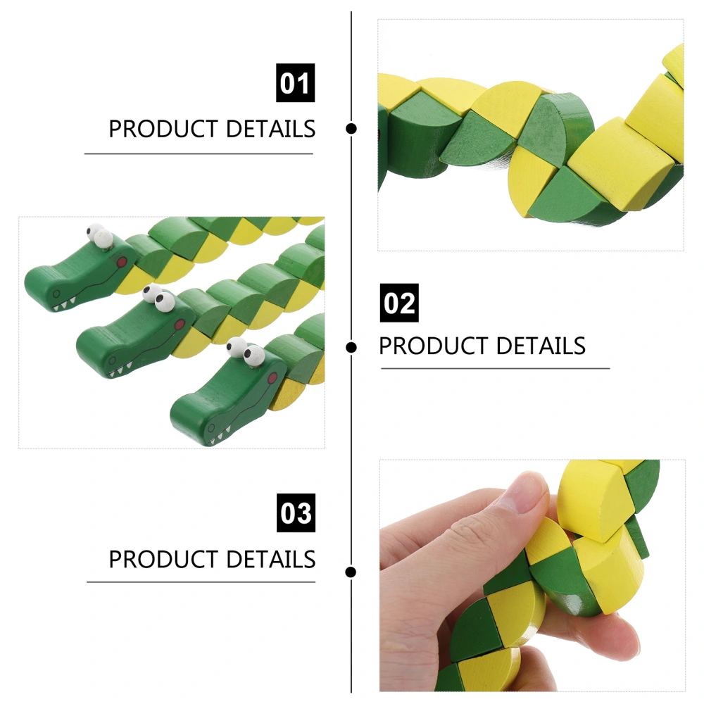 3pcs Wood Twisted Crocodile Twisting Building Blocks Children's Puzzle Cube Toy
