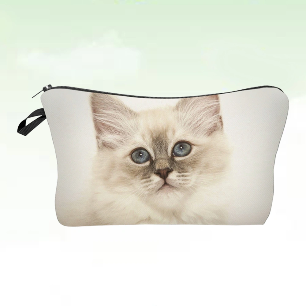 1pc Women Makeup Bag Cosmetic Pounch Handbag Printing Waterproof Zipper Purse for Women Girls Ladies (Cute Cat Pattern)