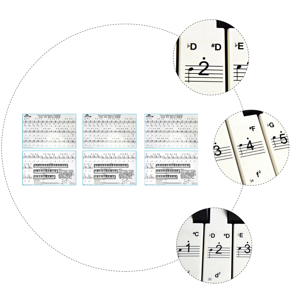 3 Sheets Piano Stickers Useful Key Keyboards Beginner Training Stickers