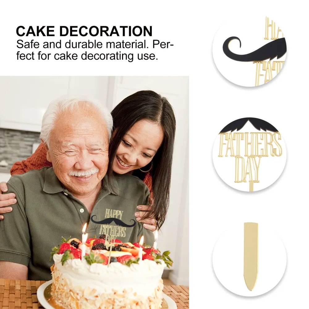 5pcs Father's Day Creative Cake Picks Cupcake Toppers Cupcake Ornaments