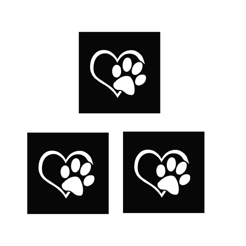 3pcs Dog Footprints Pattern Car Stickers Reflective Motorcycle Stickers Decorative Car Window Sticker (White)