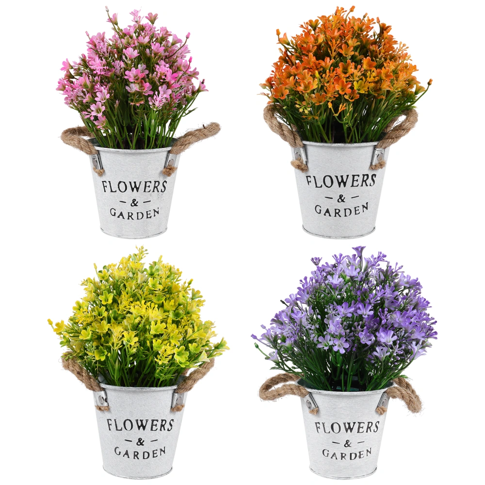 4pcs Creative Simulation Flower Bonsai Vivid Flower Potted Decoration for Home