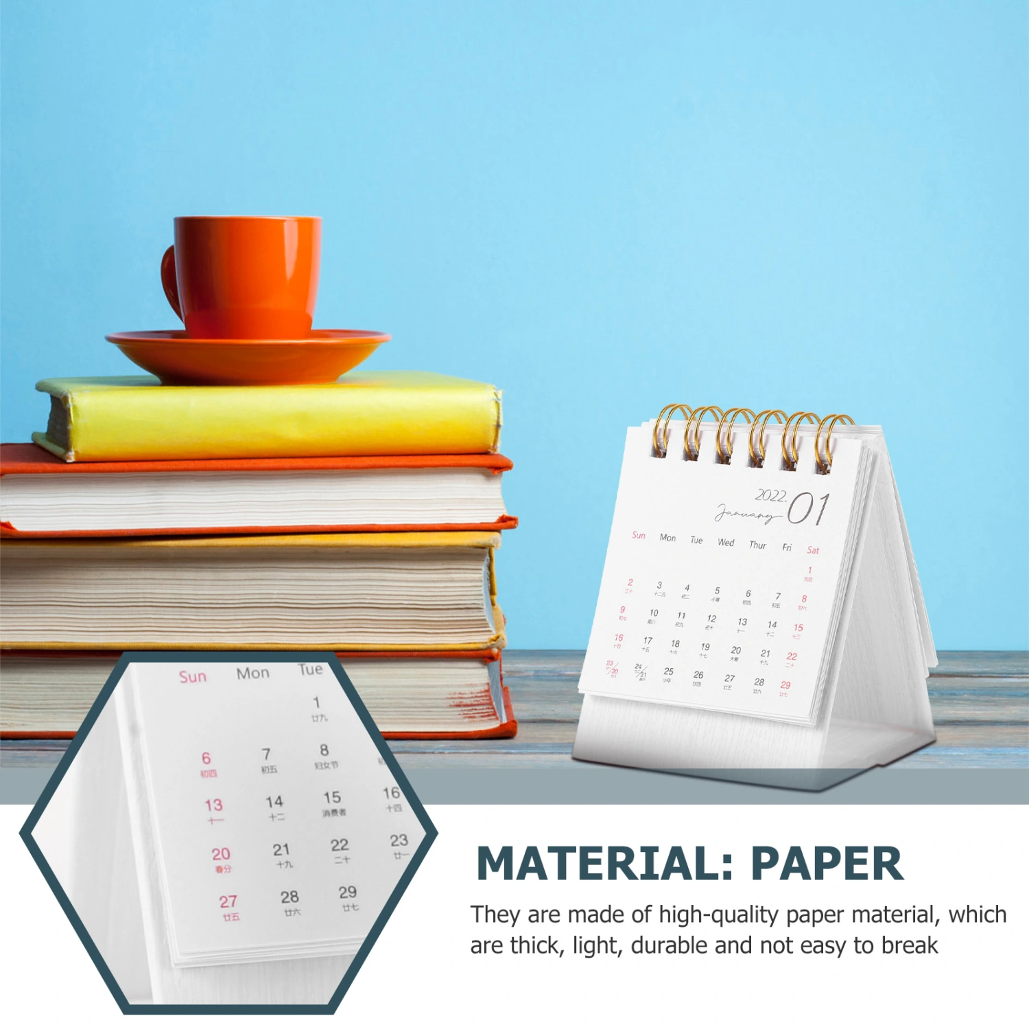 2pcs Simple Mini Desk Calendars Decorative Adornment Small calendars for Home Office
