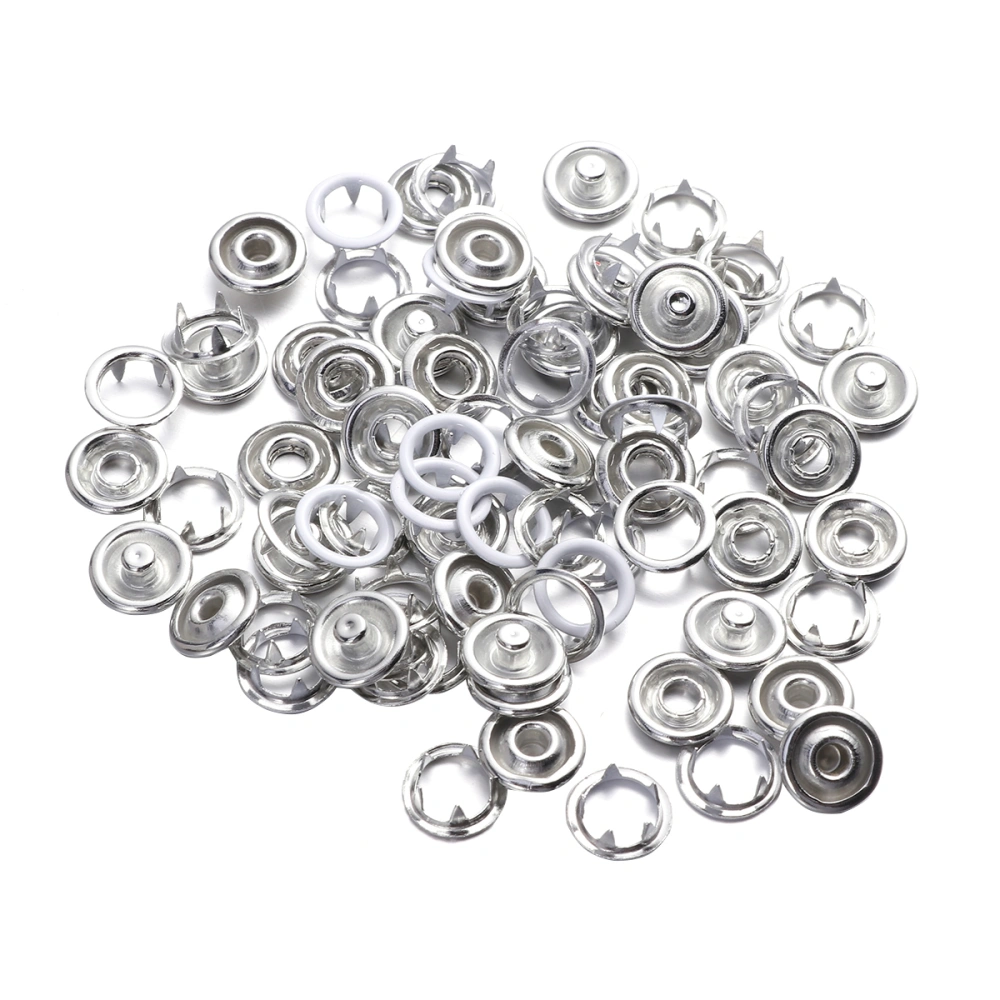 20 Sets of Multicolor Prong Snap Buttons Metal Fasteners Press Stud for Romper Buckle Snap Baby Clothes DIY(White)