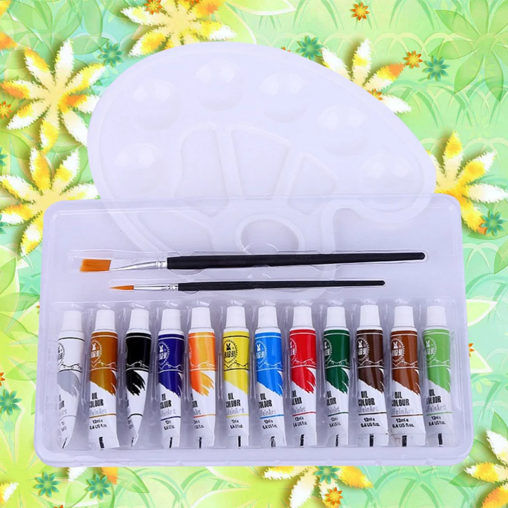 15pcs Oil Color Painting Pigment Kit with and Brush Professional Painting Supplies (Random Palette) (Random Palette)