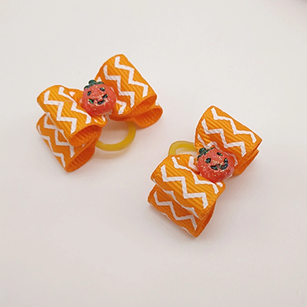 10pcs Pet Hair Accessory Pumpkin Headbands Bow Headdress Lovely Head Accessory for Decor Orange