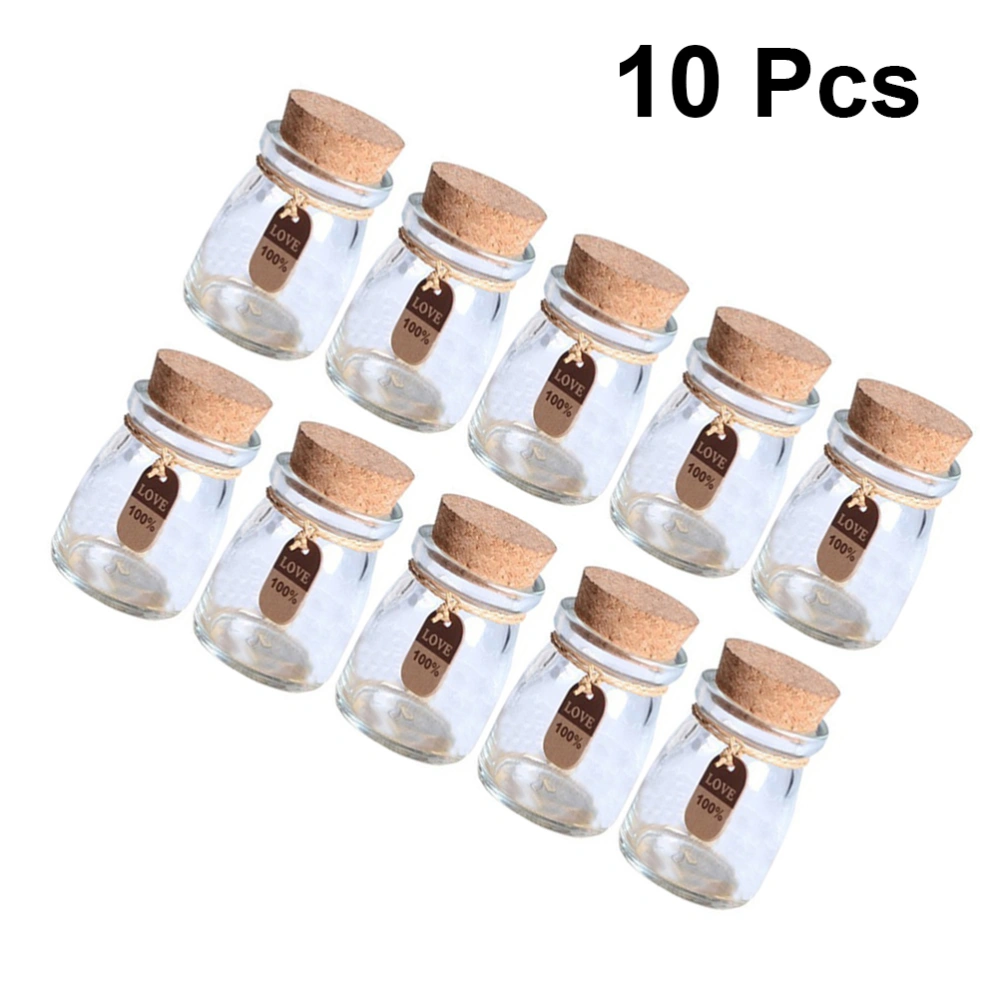 10pcs 100ml Glass Jars with Cork Lids DIY Wishing Bottle Wedding Favors Apothecary Jars Honey Pot Bottles Pudding Glass Bottle with Tags and String