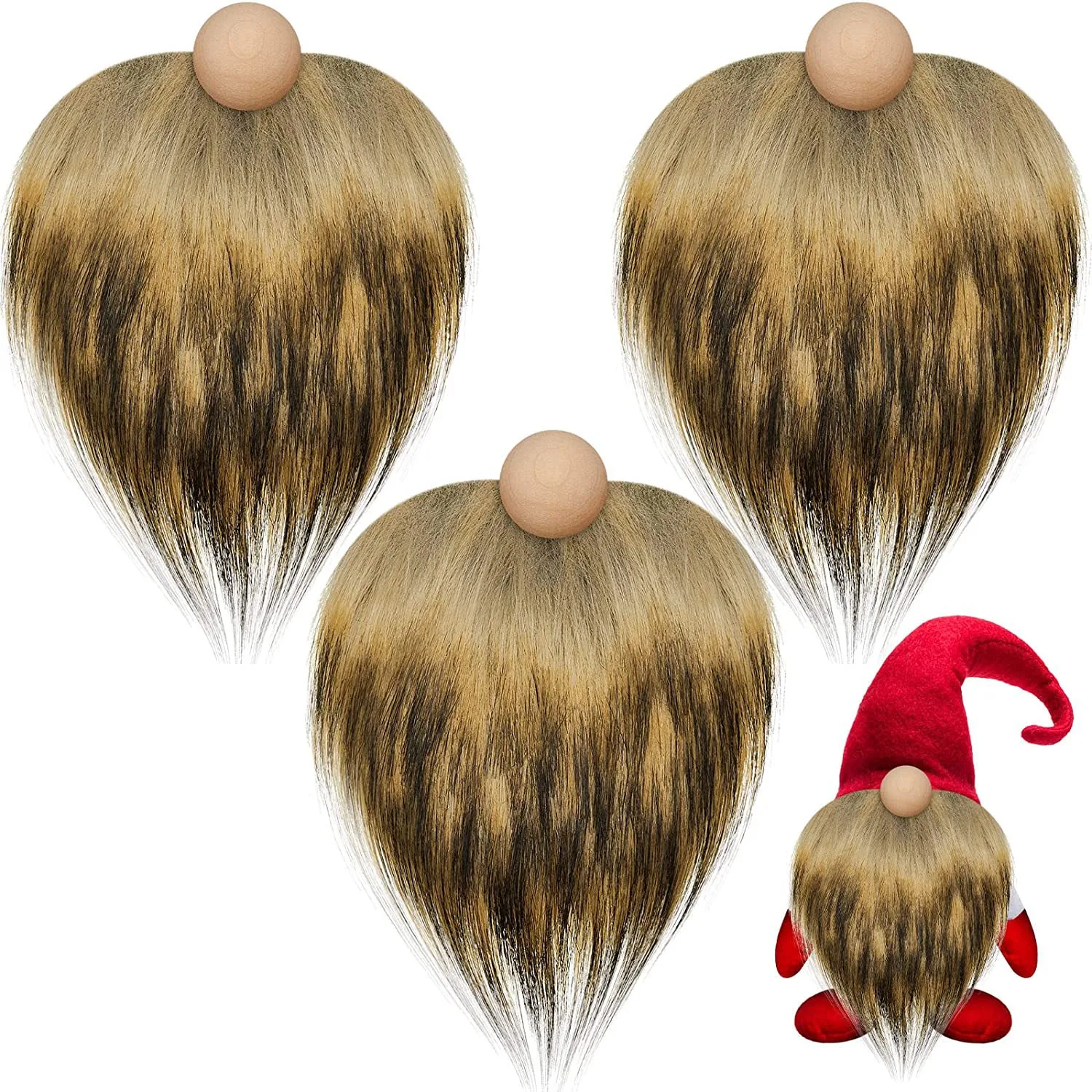 3 Sets Gnome Beard Accessories Handcraft Gnome Making Beard Pre-cut Gnome Beard Faux Beard