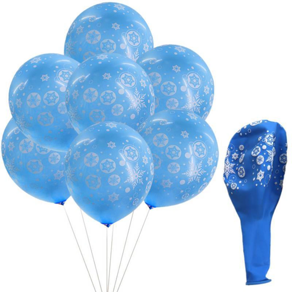 100pcs Snowflake Latex Balloons Christmas Decorative Balloons Xmas Winter Holiday Party Supplies (Blue and Silver)