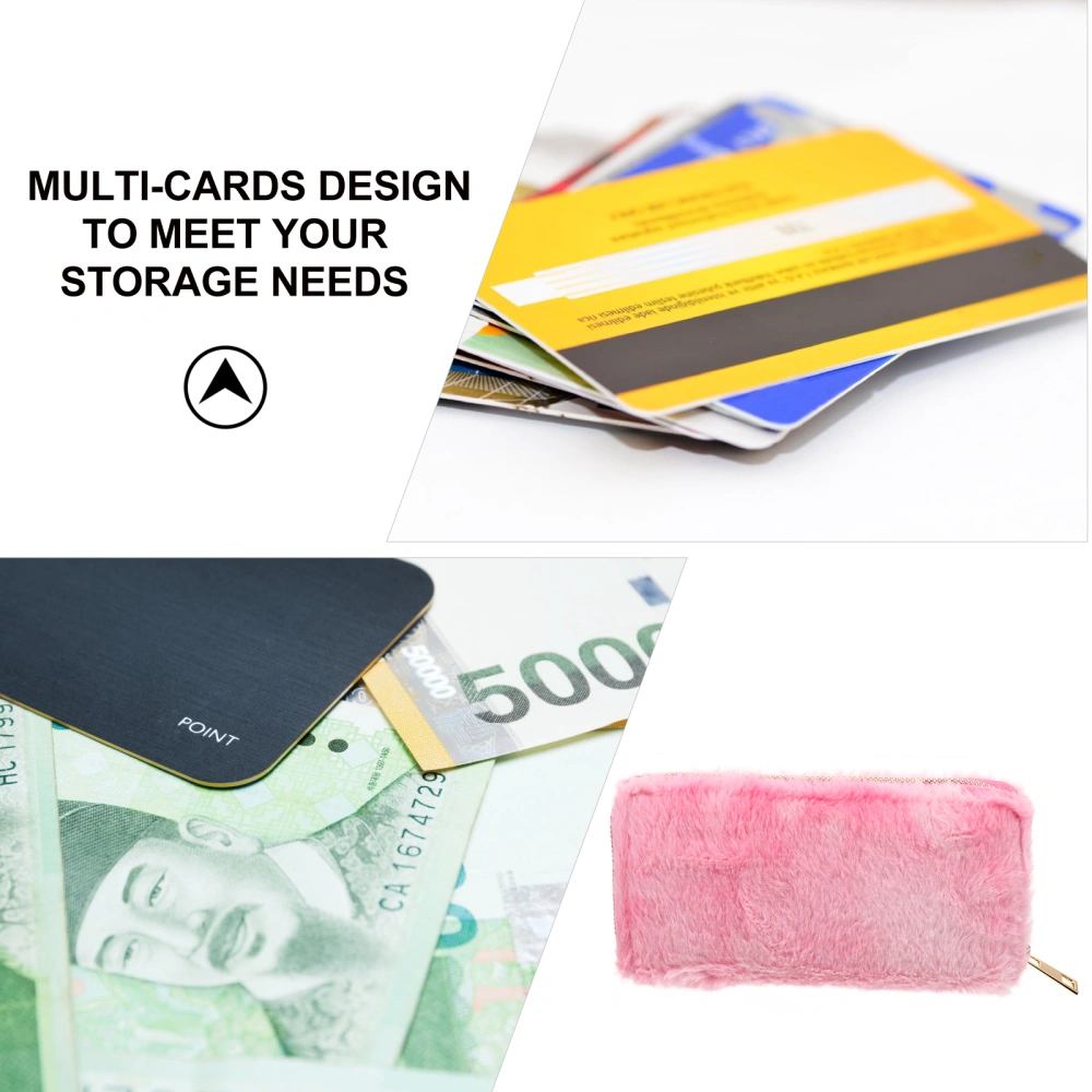 1Pc Creative Wallet Comfortable Plush Wallet Women Purse Zippered Handbag