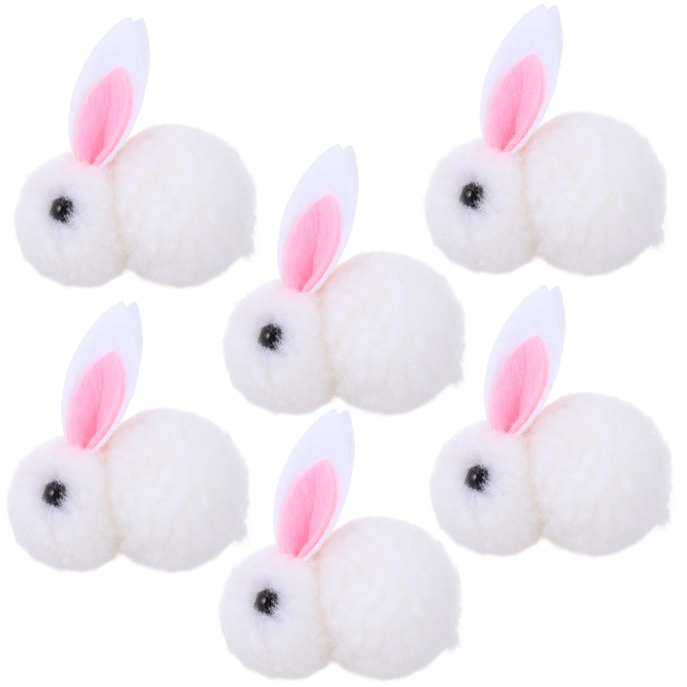 6pcs Christmas Plush Rabbit Ornament Adorable Xmas Tree Decoration Scene Props