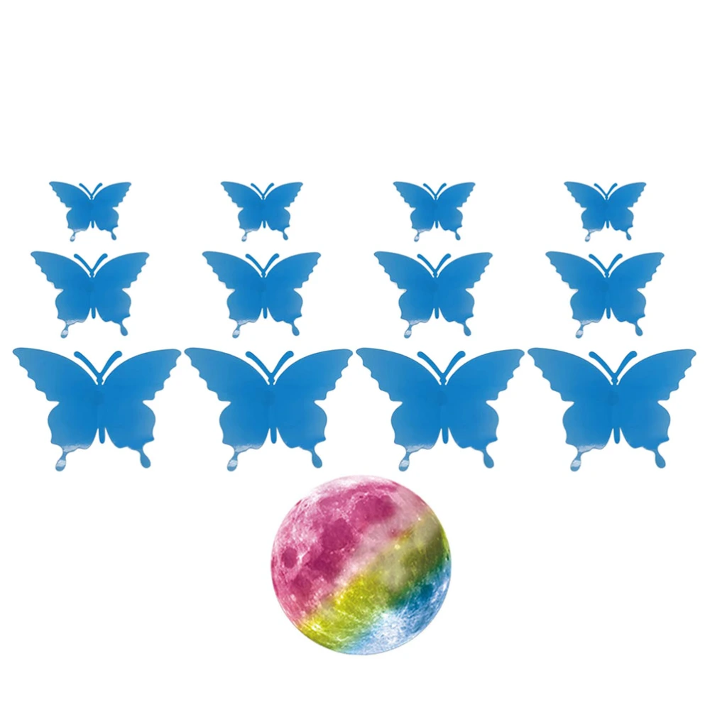 1 Set Fluorescent Butterflies Stickers Luminous Butterflies Decal Decor
