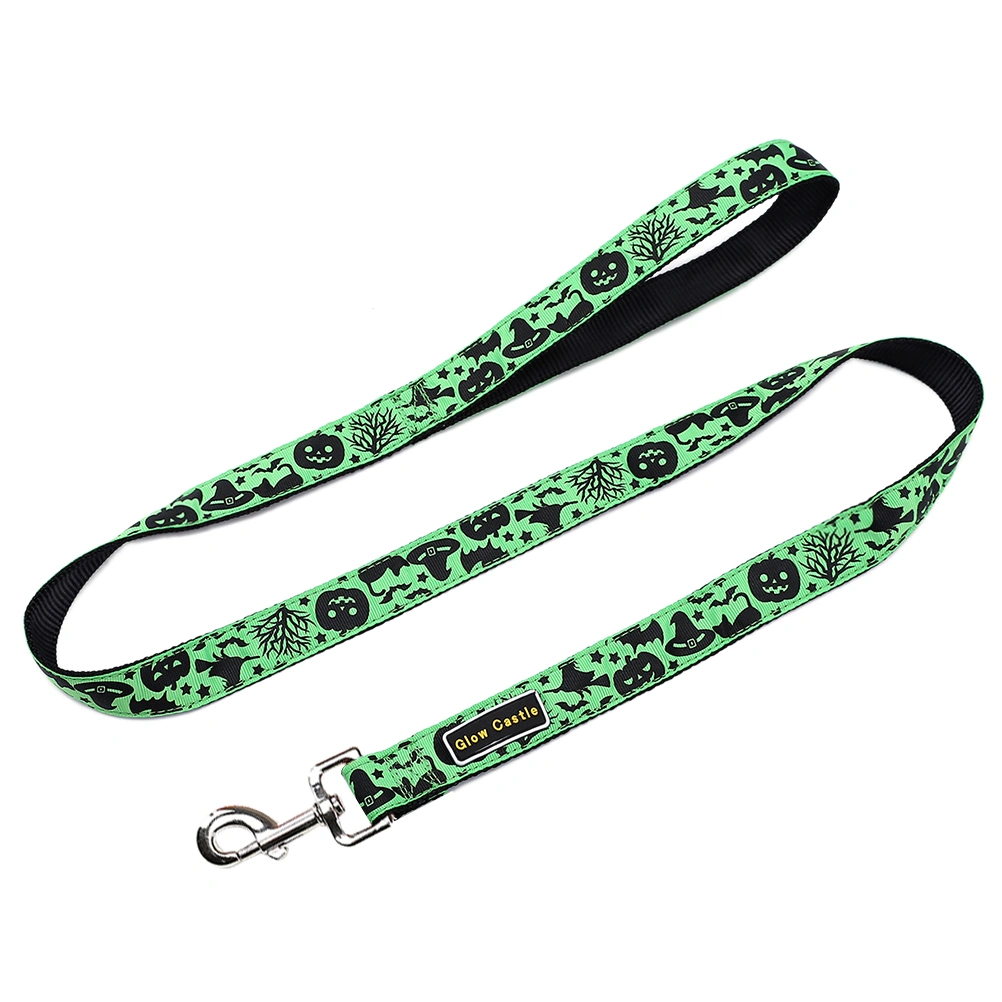 2pcs Halloween Festival Pet Collars Adjustable Nylon Leash Lovely Bat Necklace for Pet Dog (Collars Size L+Leash, 1pc Respectively)