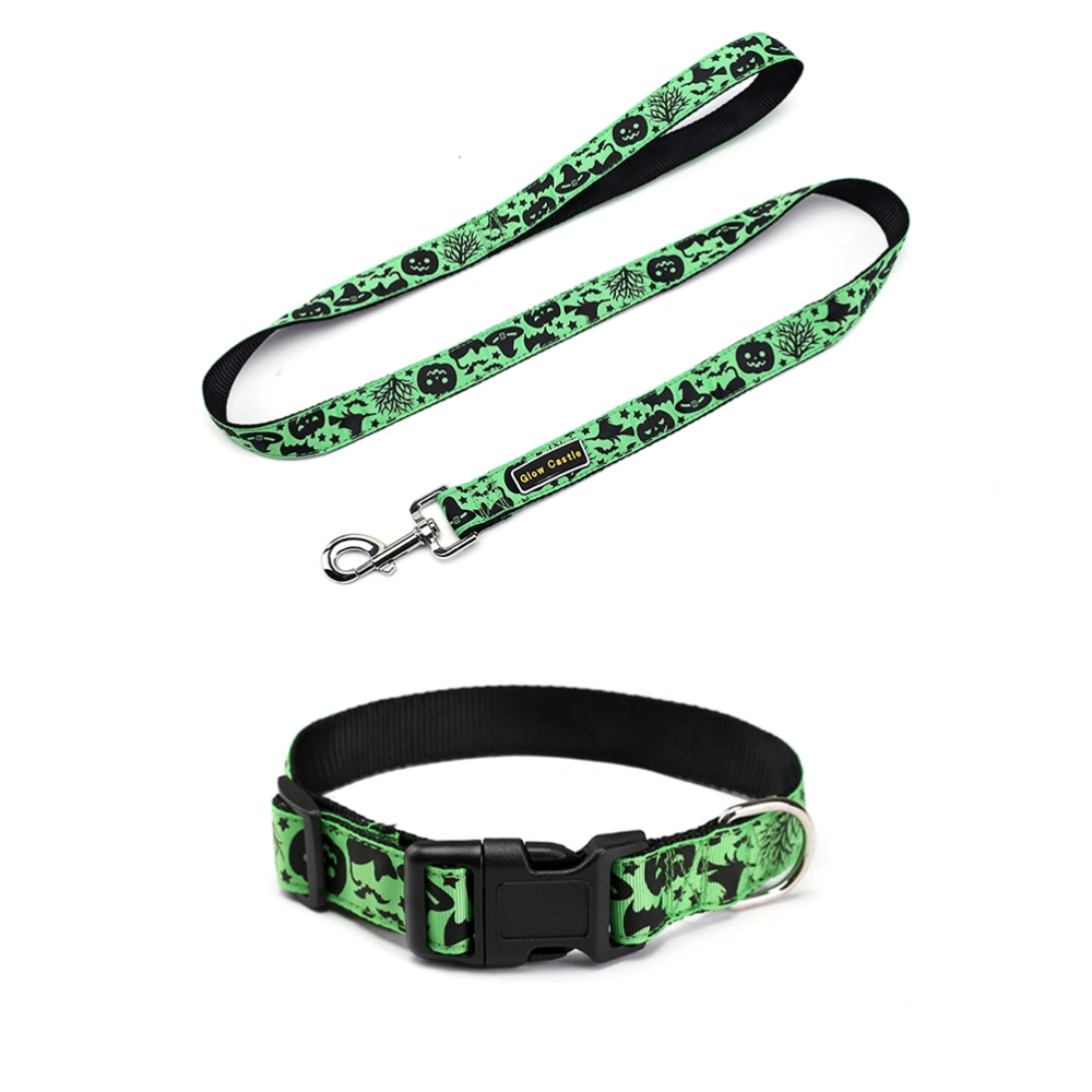 2pcs Halloween Festival Pet Collars Adjustable Nylon Leash Lovely Bat Necklace for Pet Dog (Collars Size L+Leash, 1pc Respectively)