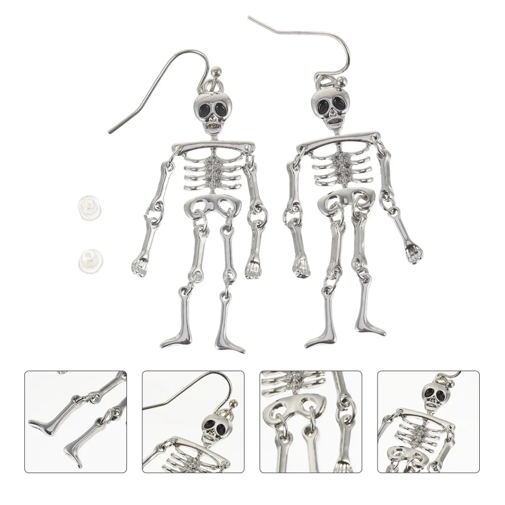 1 Pair of Halloween Alloy Earrings Creative Skeleton Shape Ear Drops Ear Decors