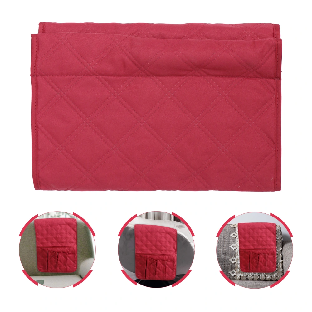 1pc Felt Fabric Bedside Sofa Storage Bag Holder Container Hanging Organizer for Dorm Car Bed Rails(Red)