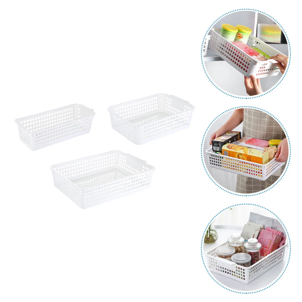 3Pcs Desktop Storage Basket Decorative Snack Box Bathroom Towel Basket (White)