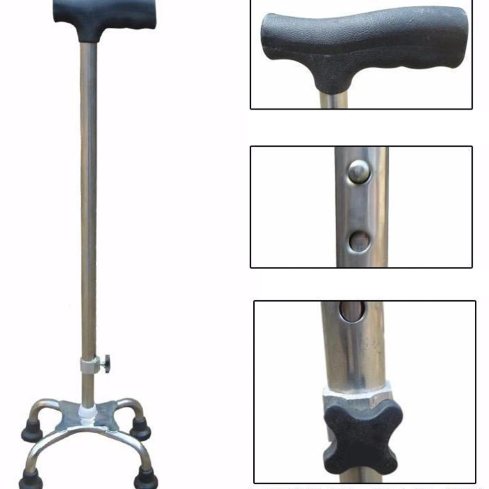 1Pc Stainless Steel Four - Legged Crutches Can Adjust The Height Of Medical Patients Elbow Walker(Silver)