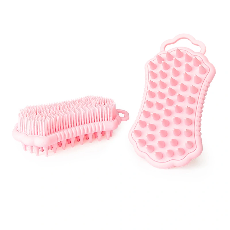 2pcs Silicone Body Scrubber Brush Gentle Bristles Massage Hair Scalp Brush Shower Brush