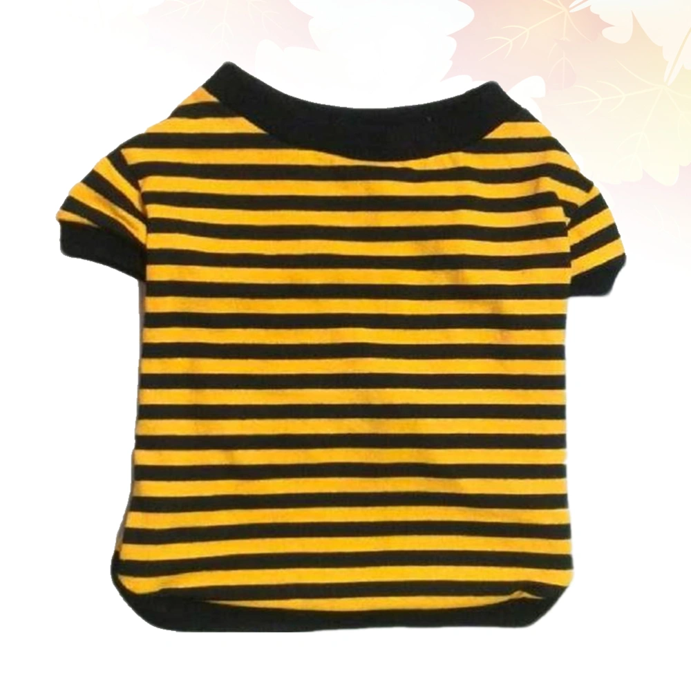 Dog Clothes Comfortable Pet Costume Striped Pattern Vest for Spring Summer Teddy Supplies (Yellow, Size XS)