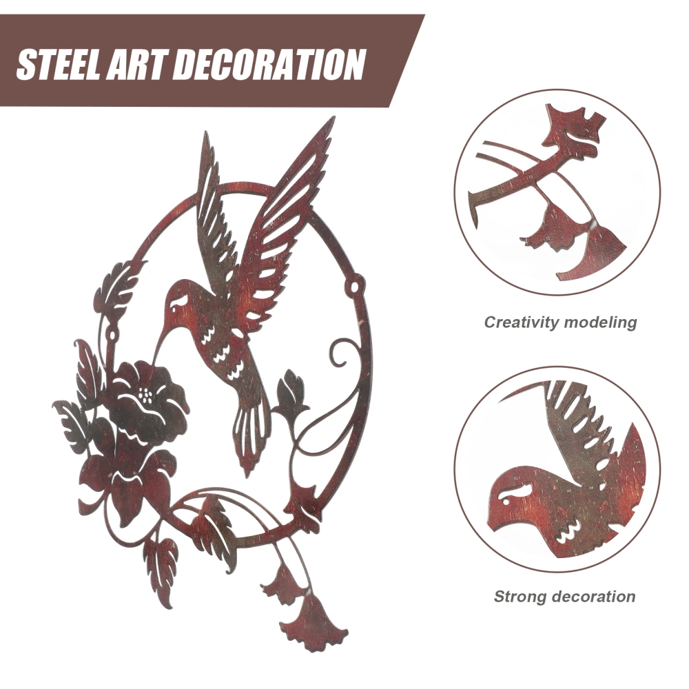 Iron Art Bird Wall Sculpture Iron Circle Bird Shaped Wall Decoration Adornment