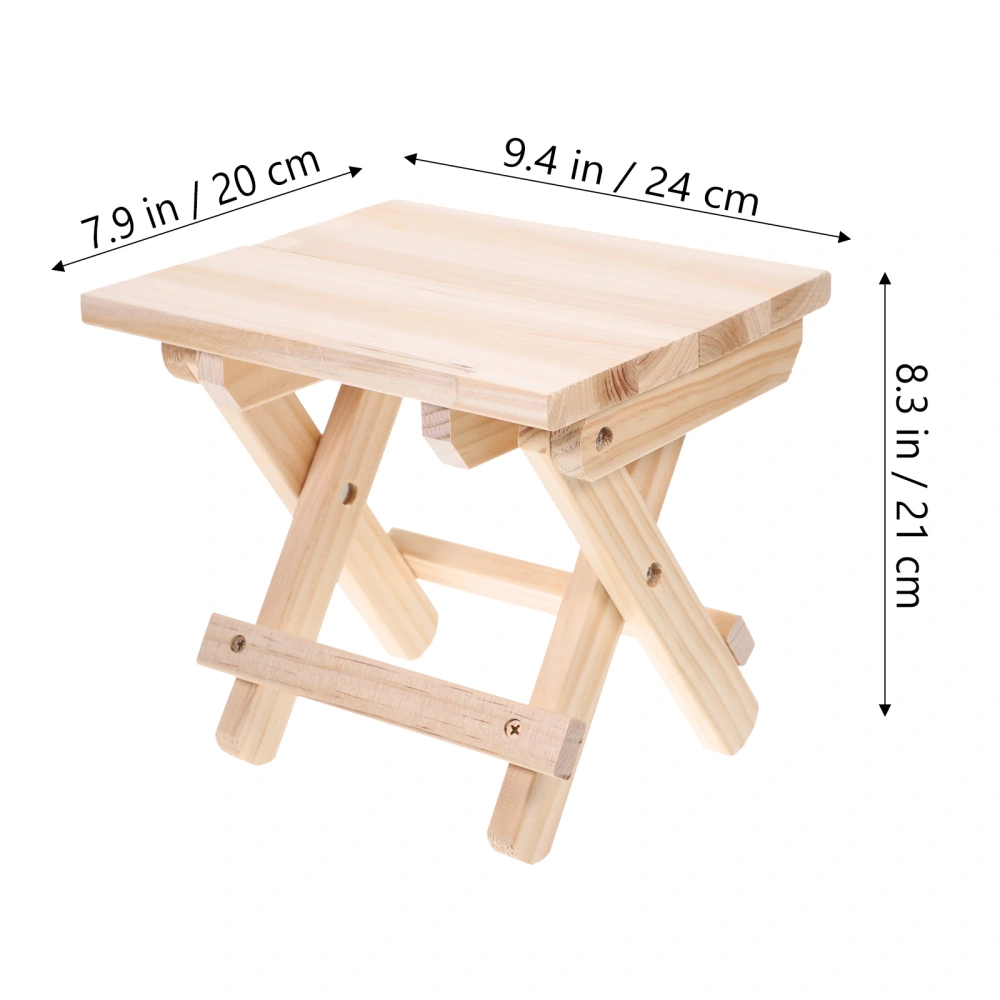 1Pc Solid Wood Folded Stool Simple Household Shoes Changing Stool (Wood Color)