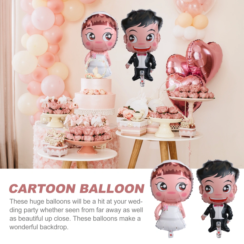 2pcs Large Size Cartoon Foil Balloons for Wedding Decoration (Bride and Groom)