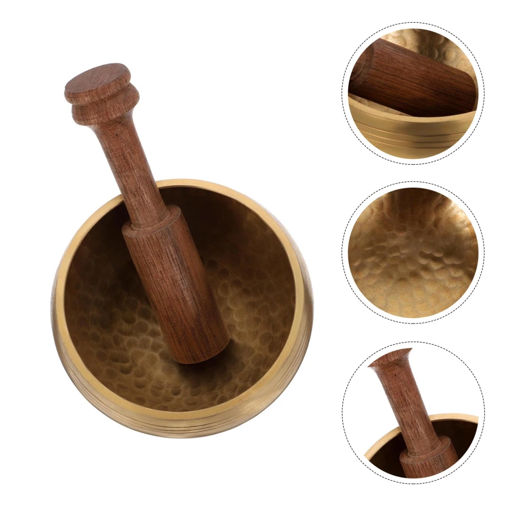 1 Set of Singing Bowl Meditation Sound Bowl Healing Music Instrument (Coppery)