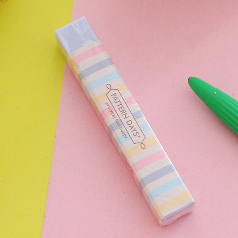 3pcs Colorful Strip Shape Students Erasers Rainbow Pencil Eraser Office School Stationery (Random Color)