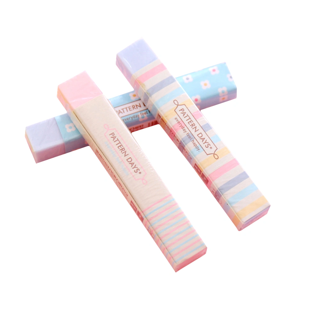 3pcs Colorful Strip Shape Students Erasers Rainbow Pencil Eraser Office School Stationery (Random Color)