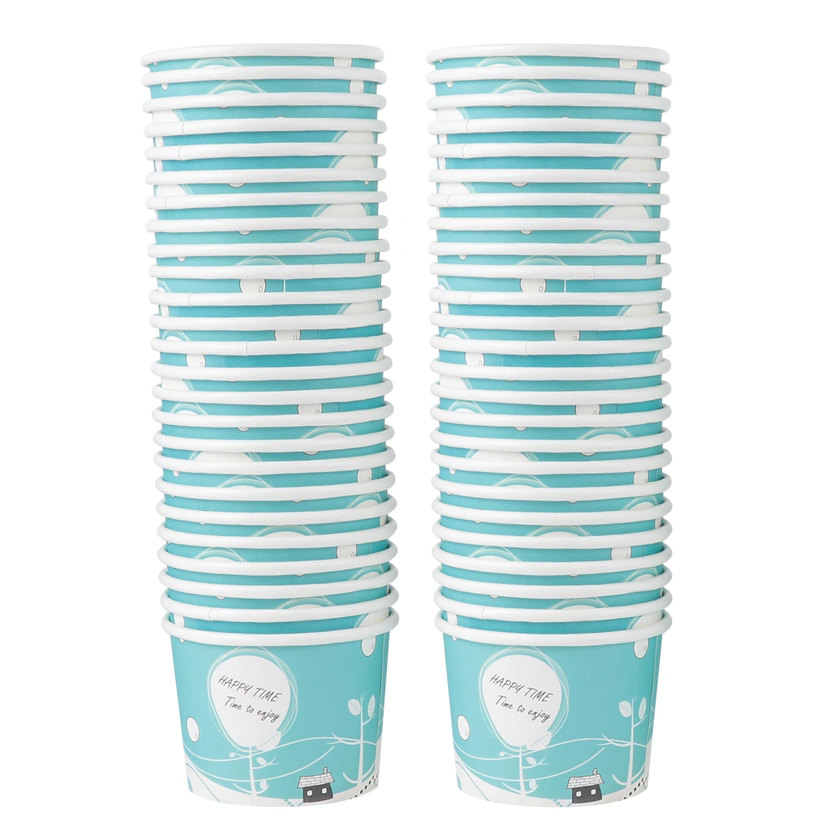 50pcs Lovely Pattern Disposable Ice Cream Bowl Yogurt Popsicle Paper Cup Party Supplies without Lid - Size M(Assorted Color)