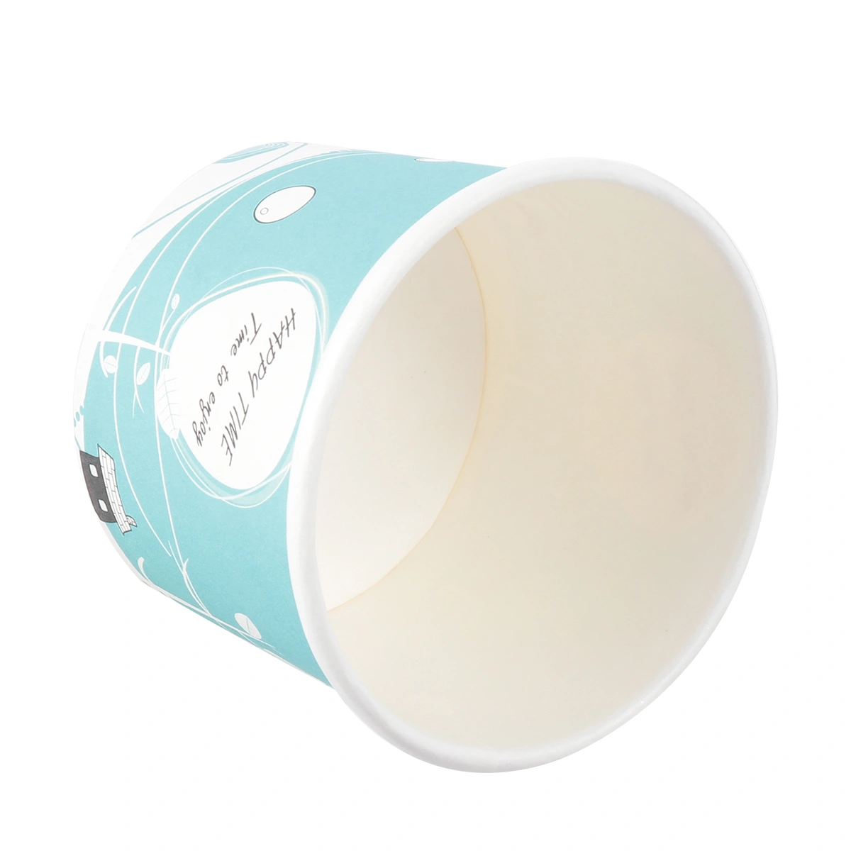 50pcs Lovely Pattern Disposable Ice Cream Bowl Yogurt Popsicle Paper Cup Party Supplies without Lid - Size M(Assorted Color)