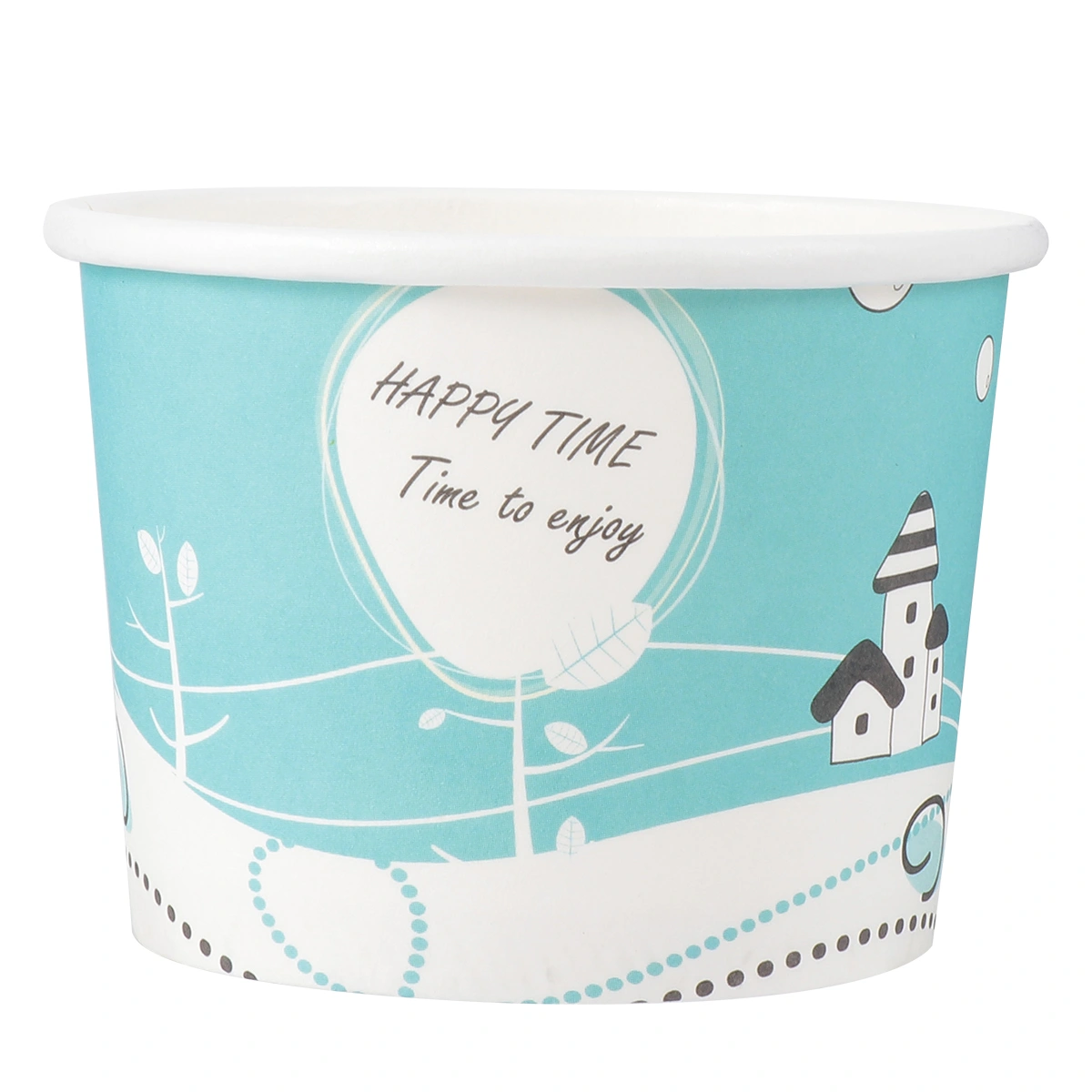 50pcs Lovely Pattern Disposable Ice Cream Bowl Yogurt Popsicle Paper Cup Party Supplies without Lid - Size M(Assorted Color)