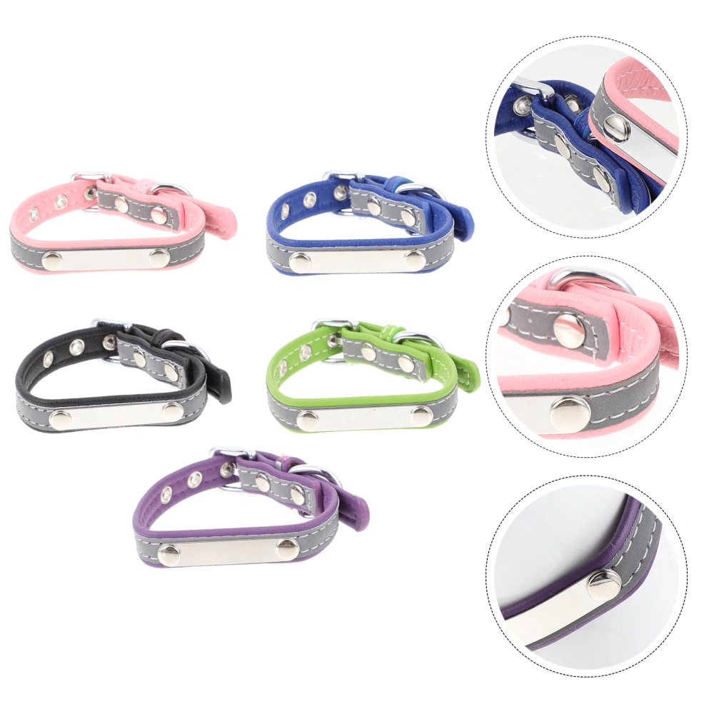 5Pcs Reflective Pet Collars Adjustable Cat Dog Collars Simple Pet Supplies