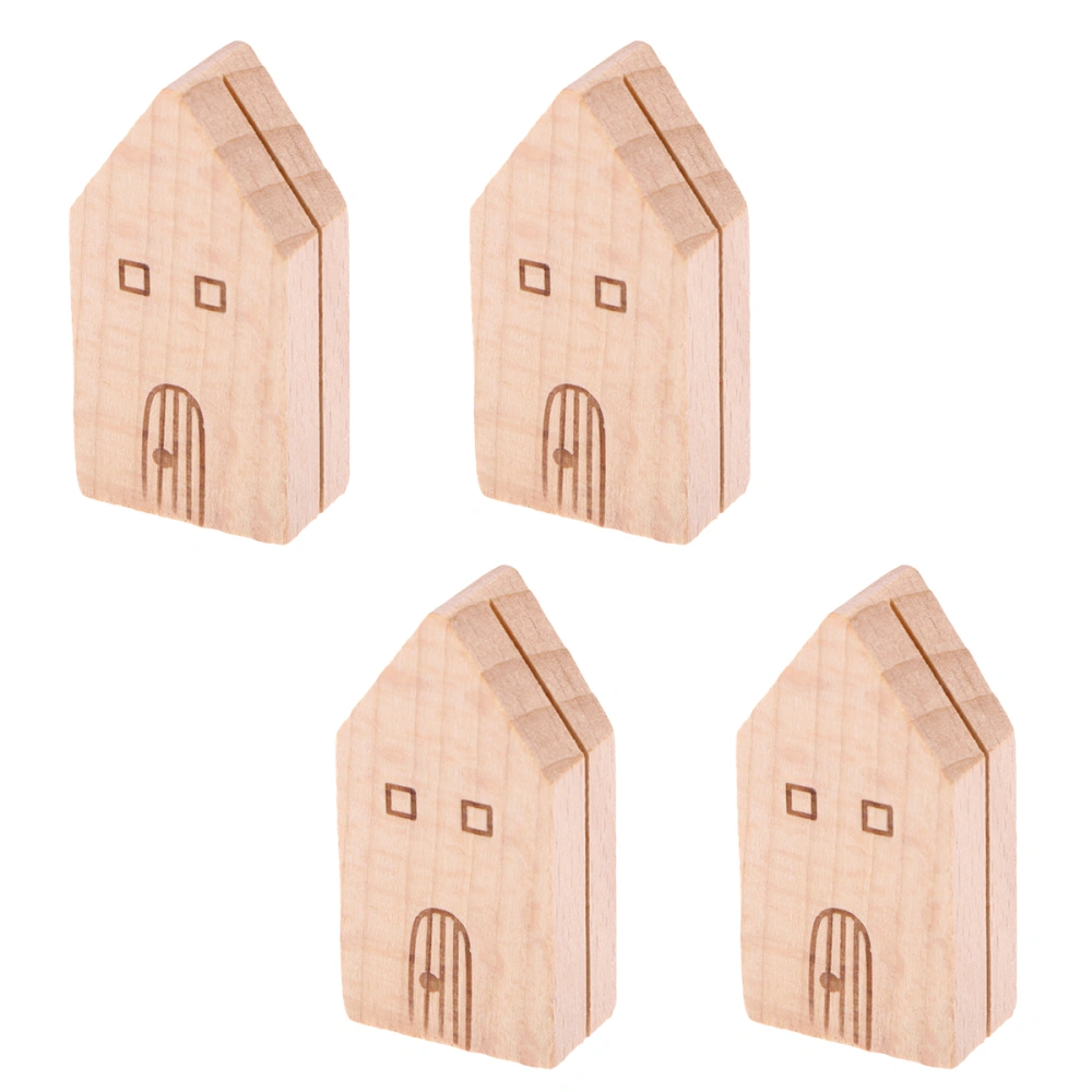 4pcs Chic Wooden Message Folder Funny Photo Clip Place Memo Holder Note Clip for Home Party Office (House)