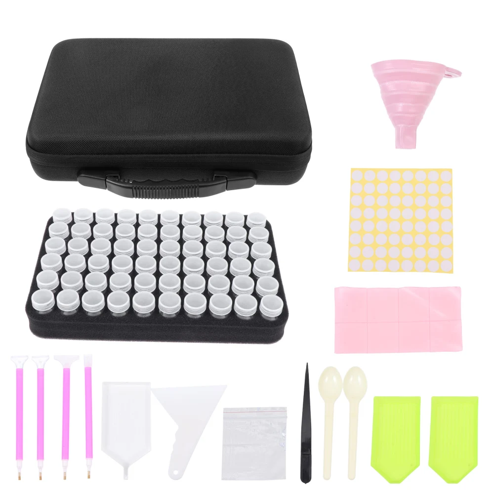 1 Set Diamond Drill Painting Tool Cells Durable Storage Box Stickers Funnel Kits