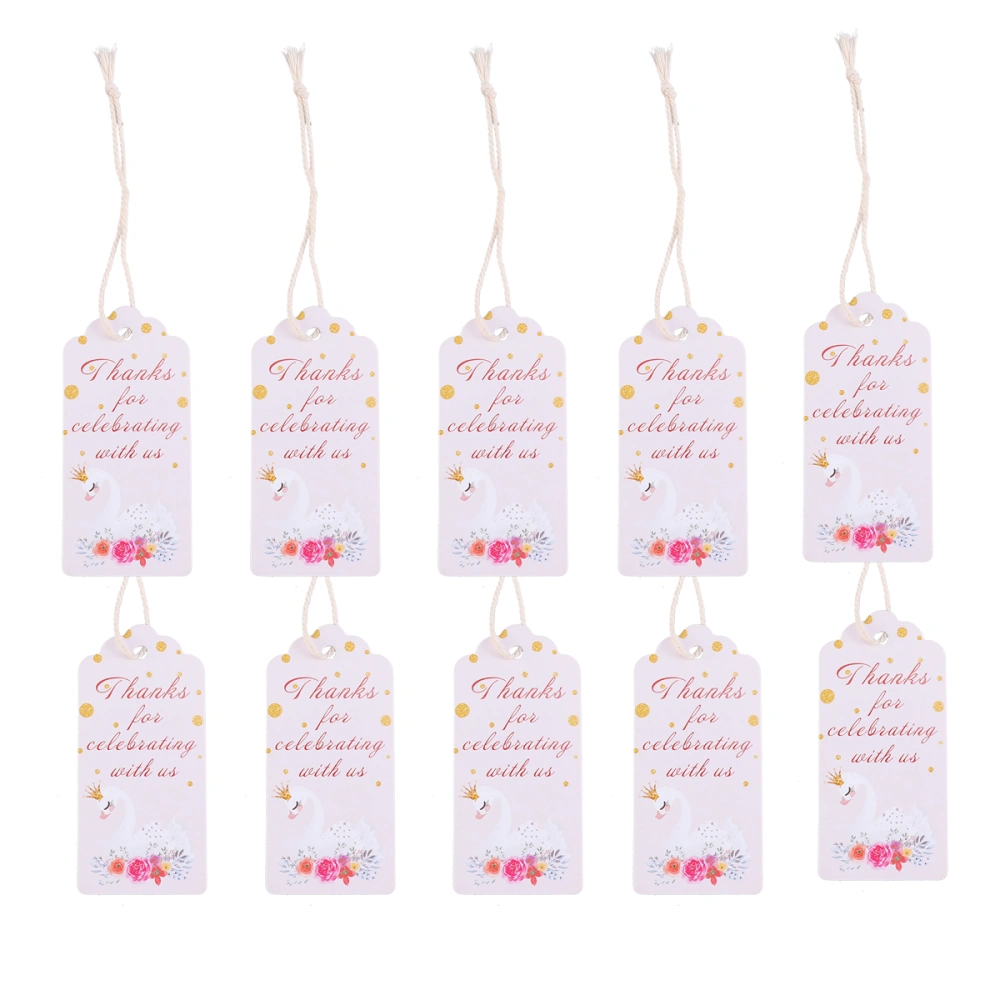 50pcs Gift Hangtag Swan Printing Decor Hangtag for Wedding Gift Invitation Letter (Send Cream-Colored Cotton Rope)