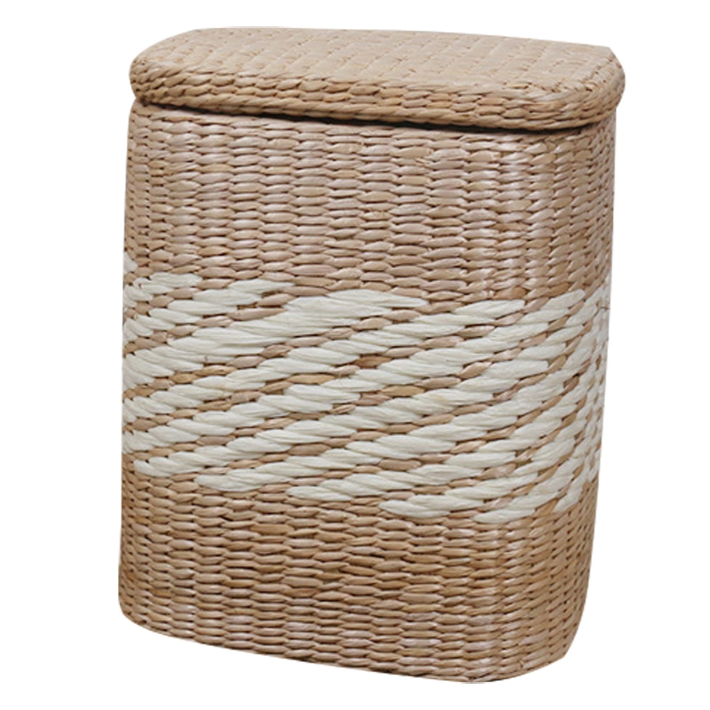 1PC Cattail Handmade Storage Sitting Stool Sturdy Storage Stool (White, Beige S)