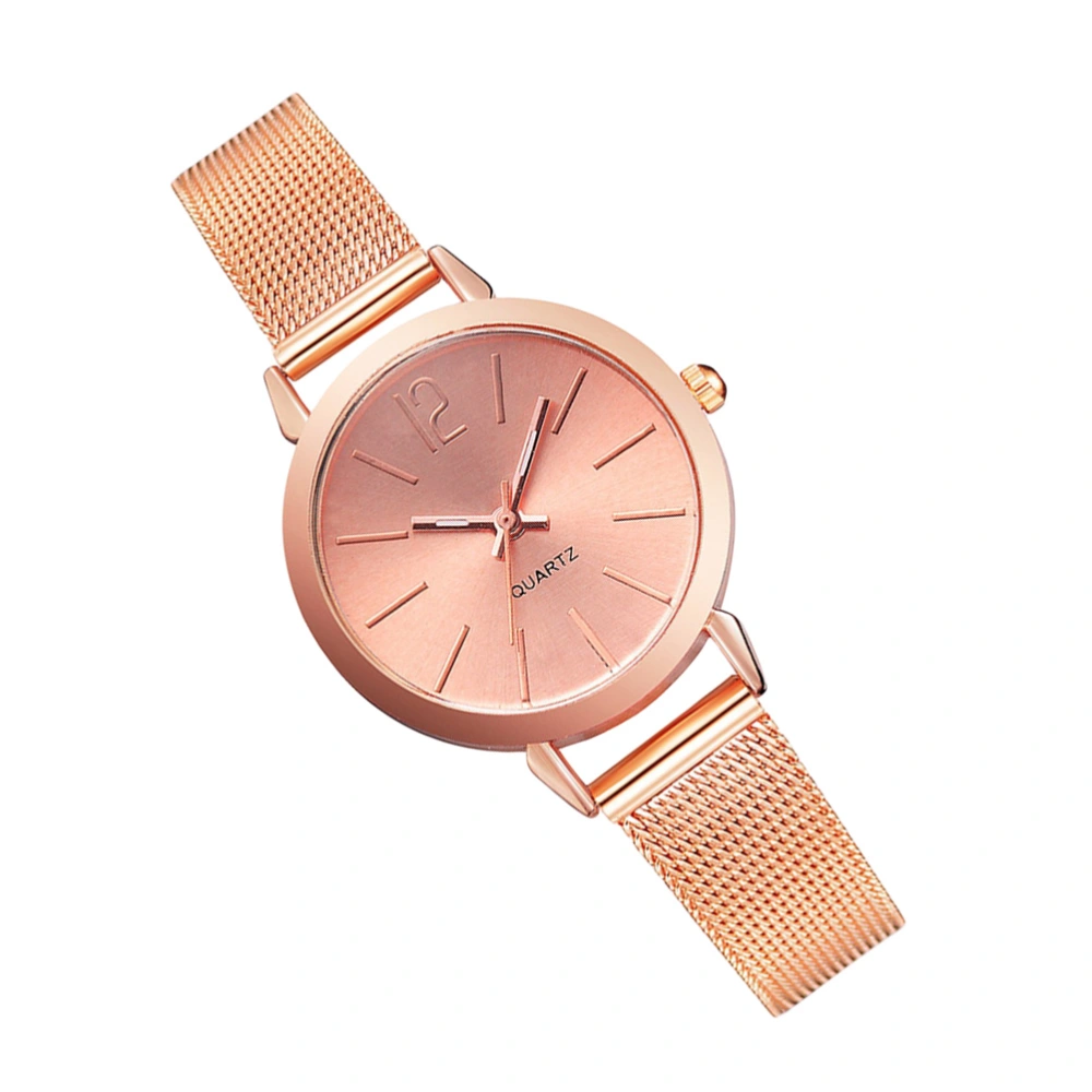 Fashion Women Watch Brand Luxury Mesh Belt Band Creative Quartz Wristwatches Woman Bracelet Wristwatch Montre Femme (Rosy Gold)