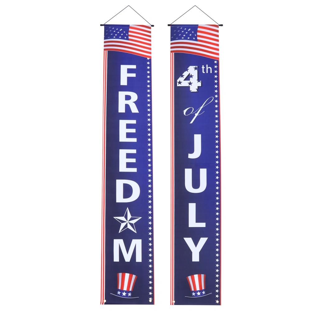 1 Pair of Independence Day Door Banners Porch Signs Patriotic Door Decorations