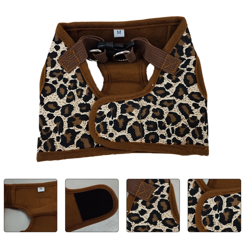 Pet Dog Canvas Chest Harness Vest - Size M (Leopard Print)