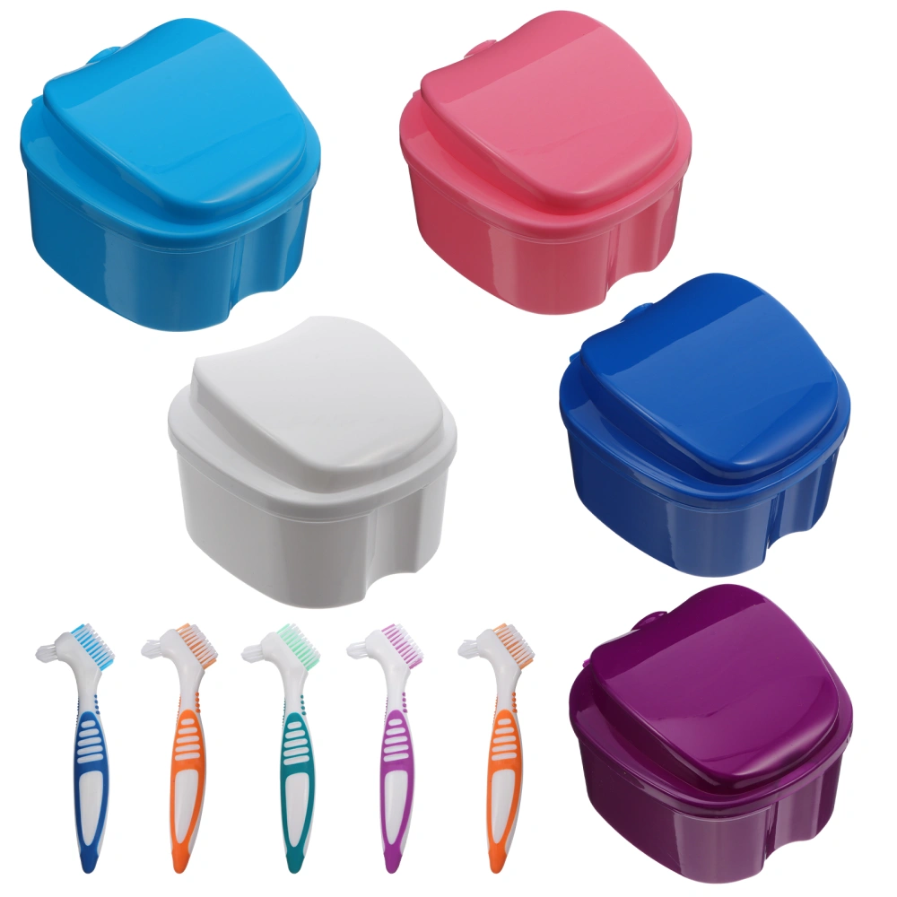 10Pcs Denture Care Boxes Denture Brushes Retainer Cases Storage Containers