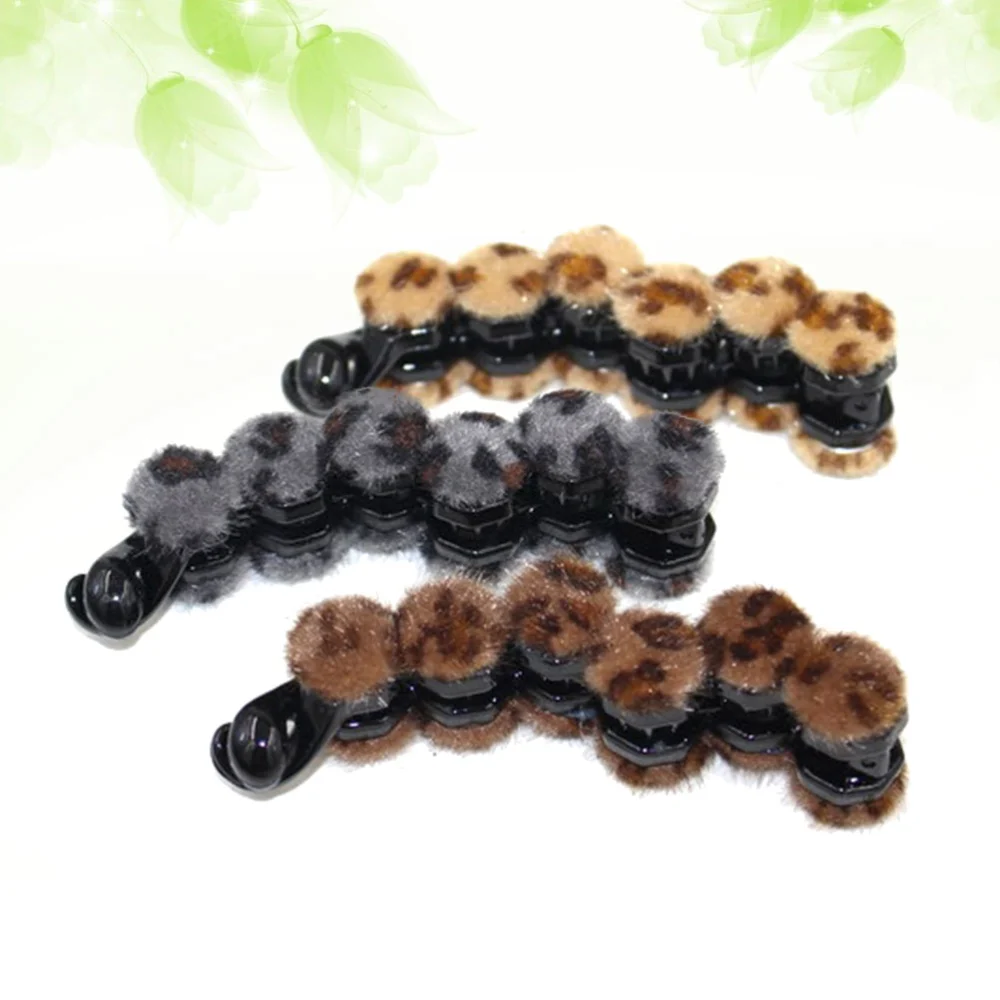 3pcs Leopard Fashionable Banana Hair Clip Ponytail Holder Hair Accessories for Women Girls