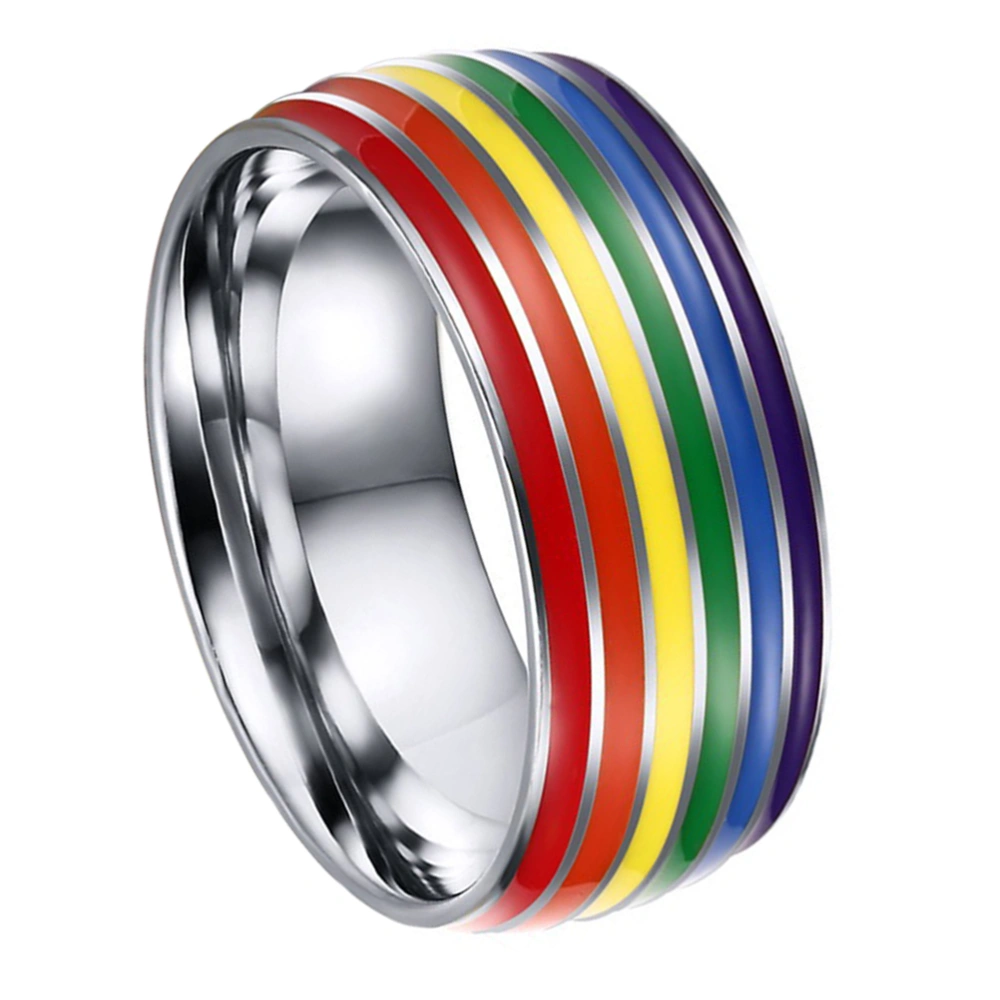 Rainbow Design Gay Jewelry Gay Titanium Ring Decorative Ring for Wearing Use (No.12)