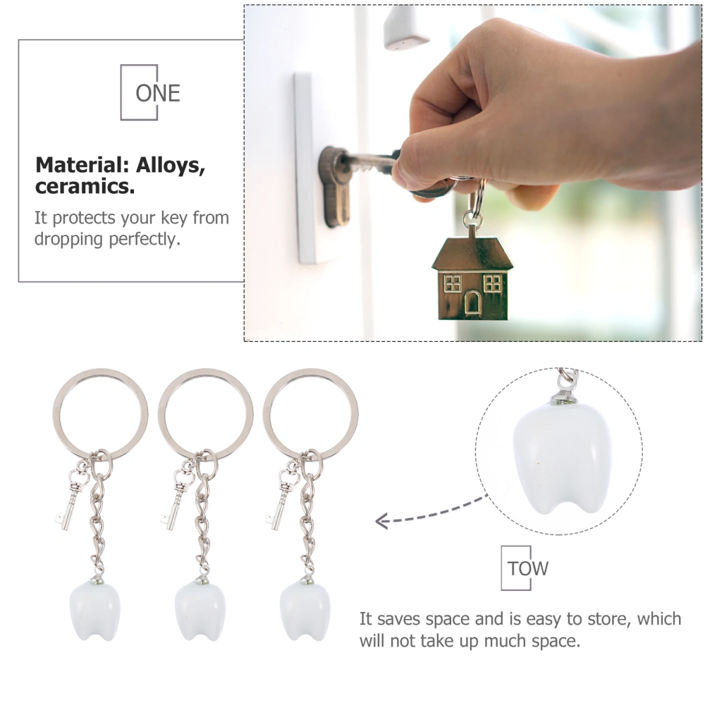 10pcs Lovely Tooth Key Ring Creative Hanging Pendants Creative Key Rings