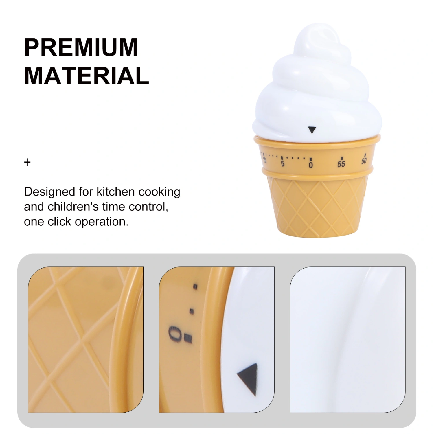 1Pc Ice Cream Style Timer Home Mechanical Timer Kitchen Time Reminder (White)