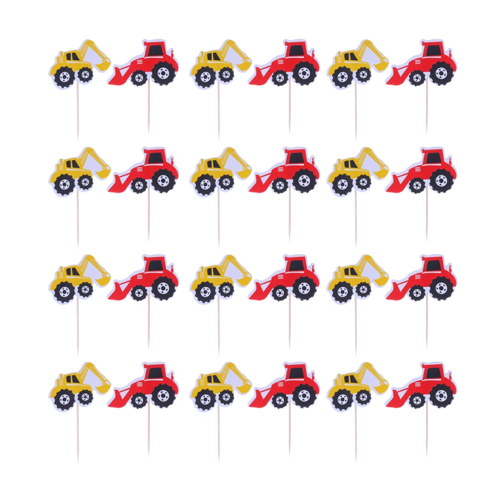 72pcs Engineering Truck Shape Cake Toppers Cake Dessert Decoration Architectural Theme Party Accessories for Birthday Party