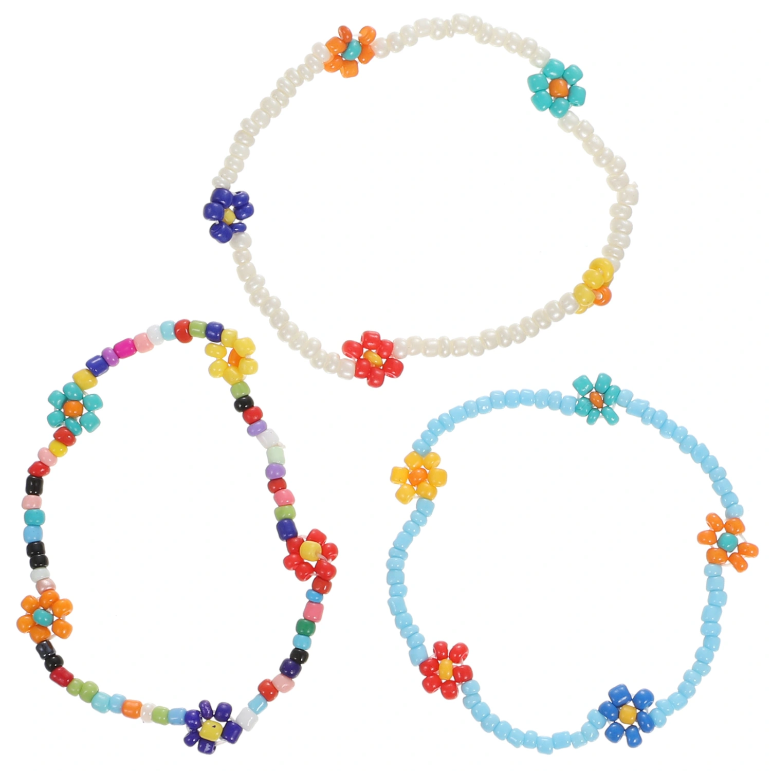 3 Pcs Girls Bracelets Flower Wristlet Decors Women Bracelets Bead Wristlets