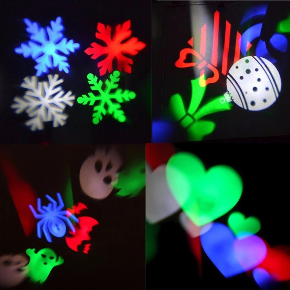 4 Pictures Plug-in Snowfall Projector Lights Moving Snow Waterproof Outdoor Garden Projector Lamp Christmas Snowflake for Holiday with EU Plug