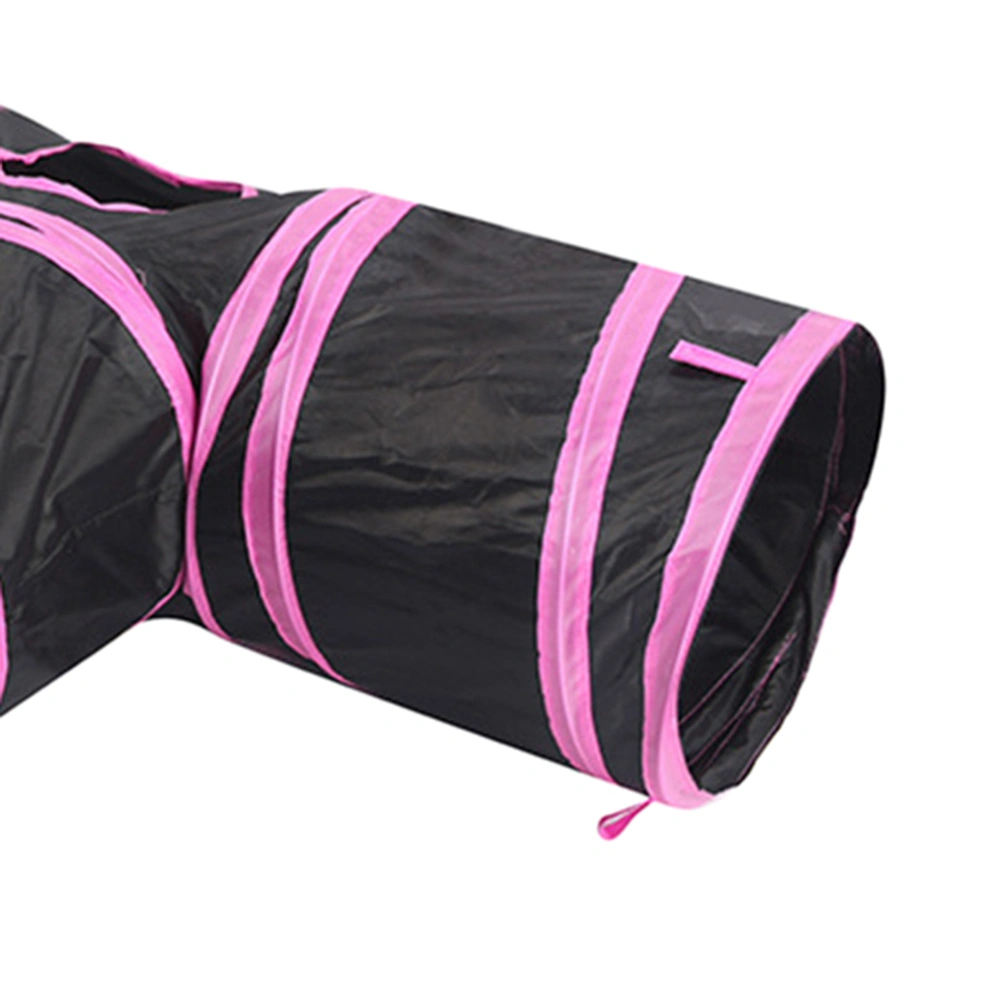 Cat 3 Way Tunnel Collapsible Cat Tunnel Toys Interactive Tube Toys for Cats Kitten Playing (Pink)